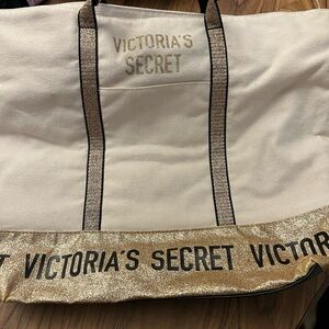 Victoria's Secret Elegant Gold and Cream Tote